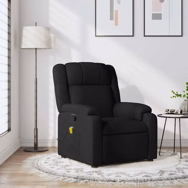 Poltrona reclinabile relax vidaXL in tessuto nero con braccioli e leva manuale