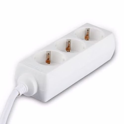 Multipresa con Cavo 3mt 3 Prese 10A 2P + Shuko e Spina Shuko Colore Bianco
