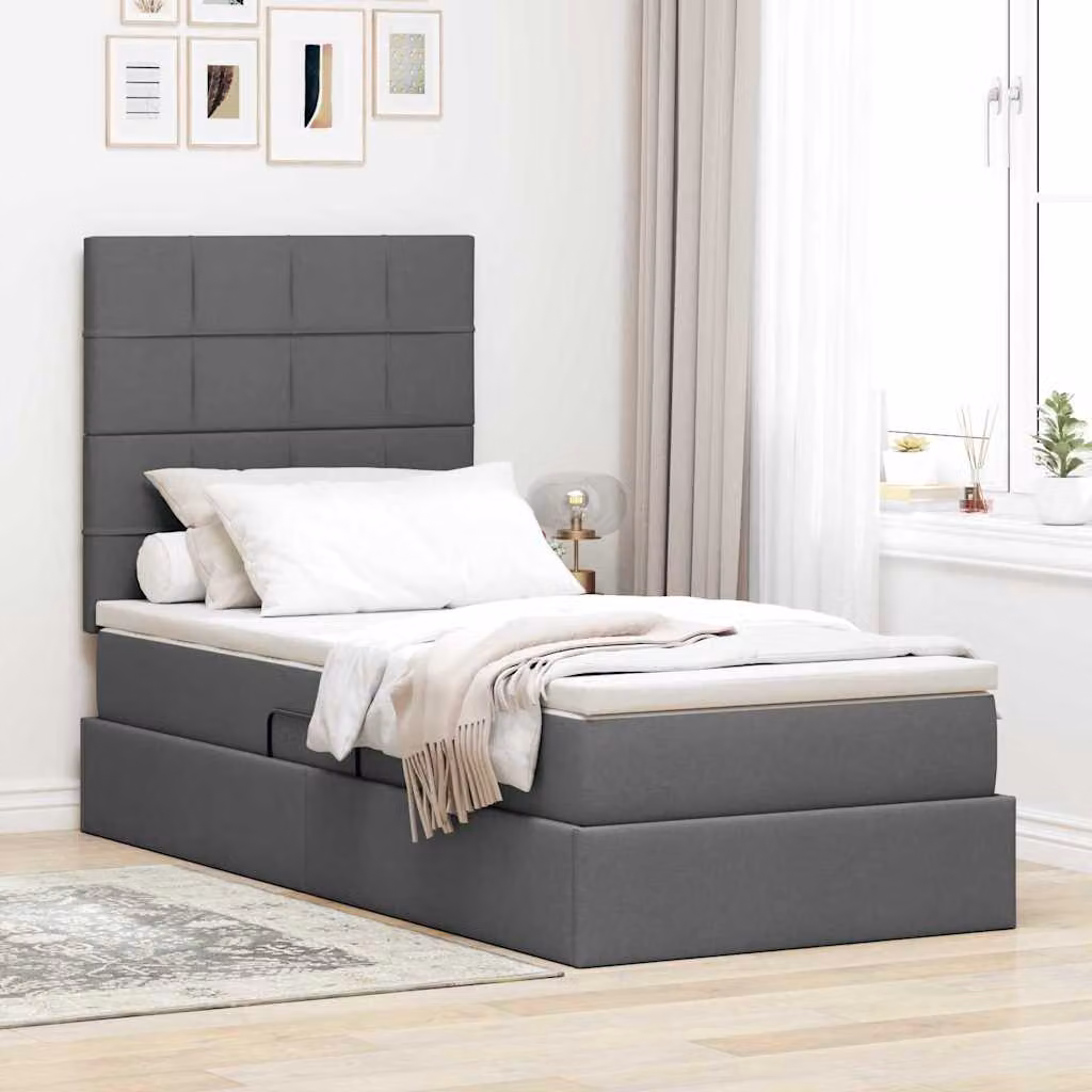 Letto con contenitore e illuminazione LED vidaXL Grigio, L/P/H: 90 x 200 cm – 1