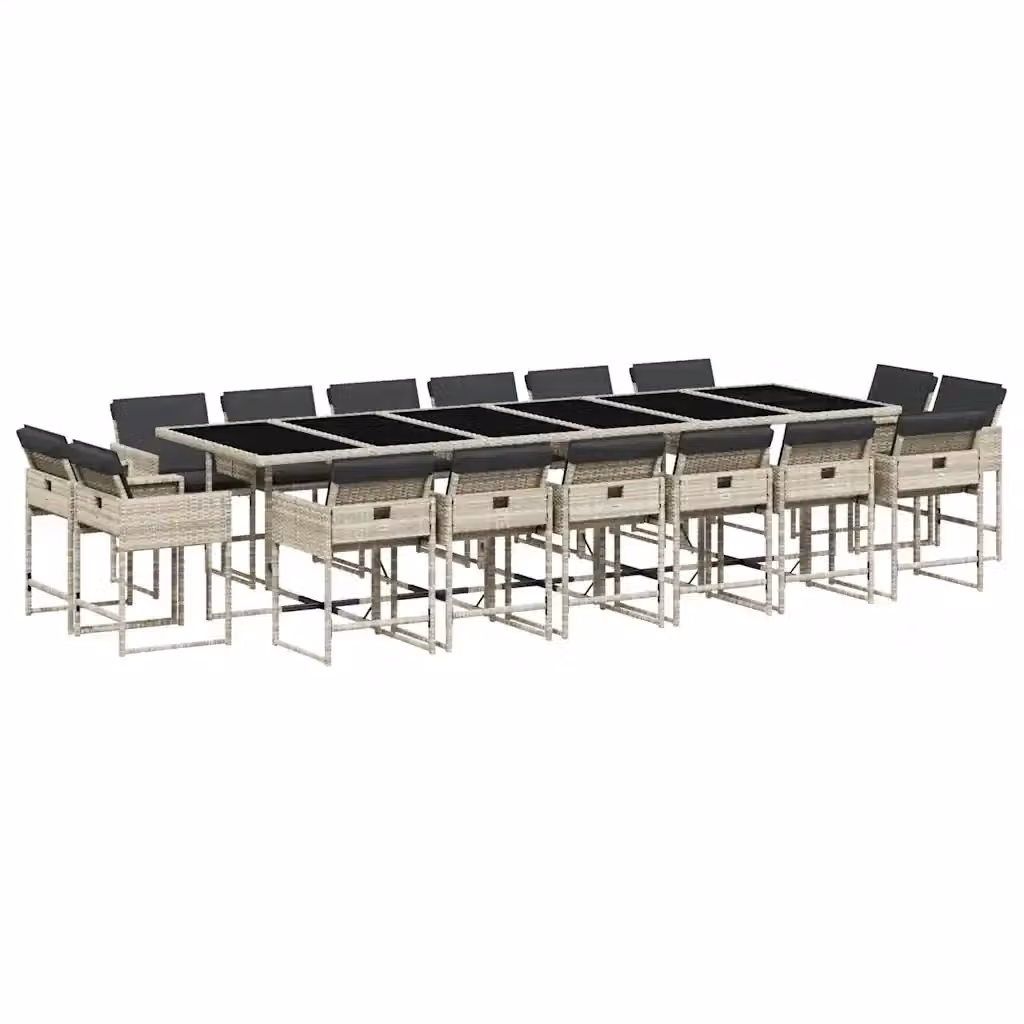 Set da pranzo da giardino vidaXL in polyrattan e vetro con cuscini, colore grigio antracite – 2