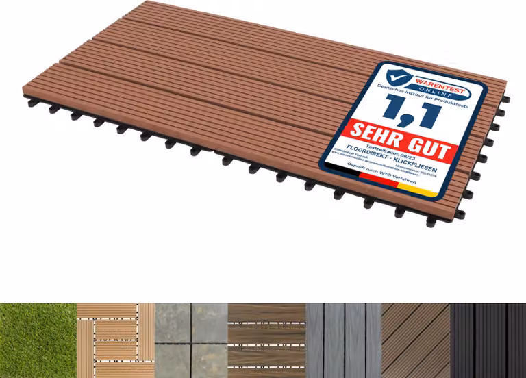 WPC click tiles piastrelle per patio Royal marrone chiaro 60x30 cm 1 pezzo