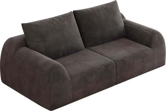 Divano Loveseat 190 cm con rivestimento in tessuto Chenille grigio scuro, imbottitura in schiuma ad alta elasticità, senza montaggio