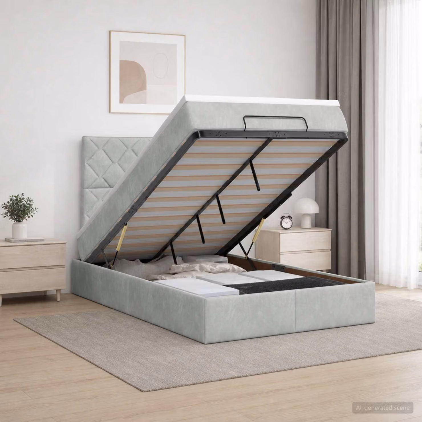vidaXL Letto ottomano con materasso Grigio Chiaro 120 x 190 cm Velluto