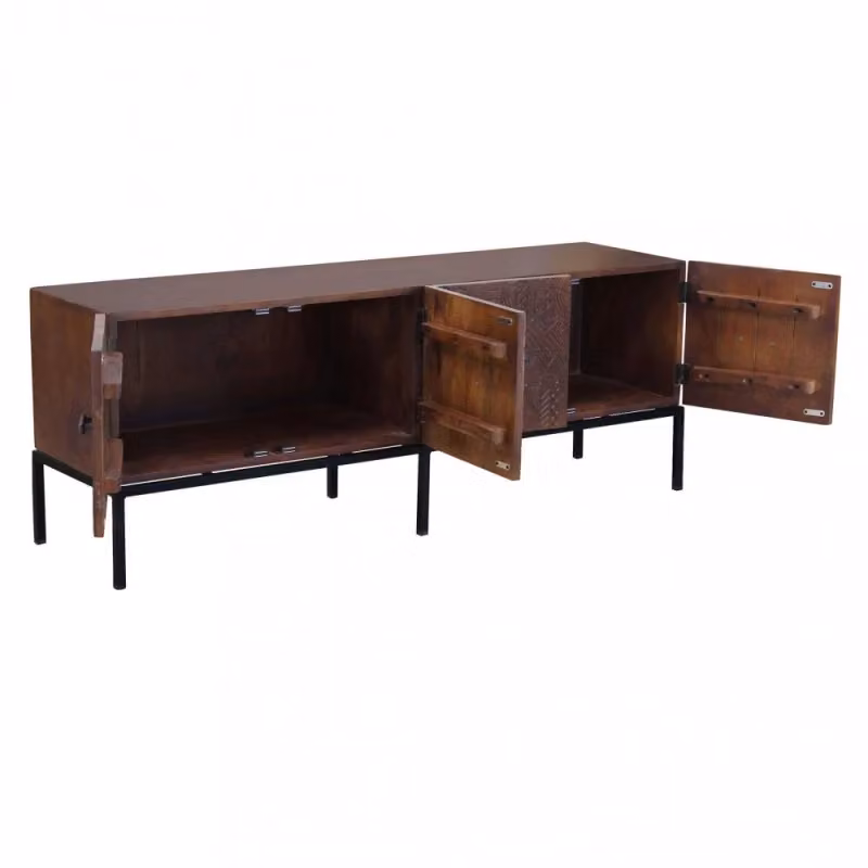 Cosma Porta TV Dominick moderno in metallo e legno color marrone L: 150 cm, P: 40 cm, H: 55 cm – 3