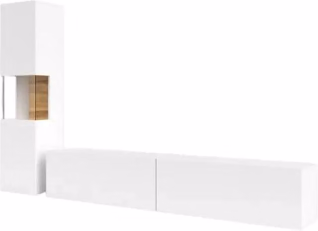 Set completo EVA - Bianco e rovere - Mobile TV e vetrina - Stile design moderno