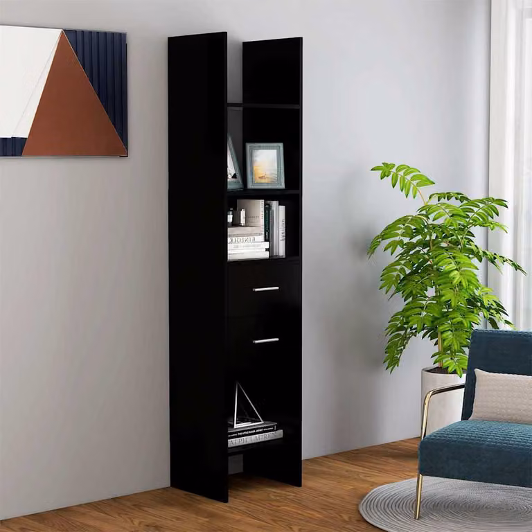 Libreria moderna vidaXL in legno nero opaco, montaggio a parete, L 40 cm x P 35 cm x H 180 cm
