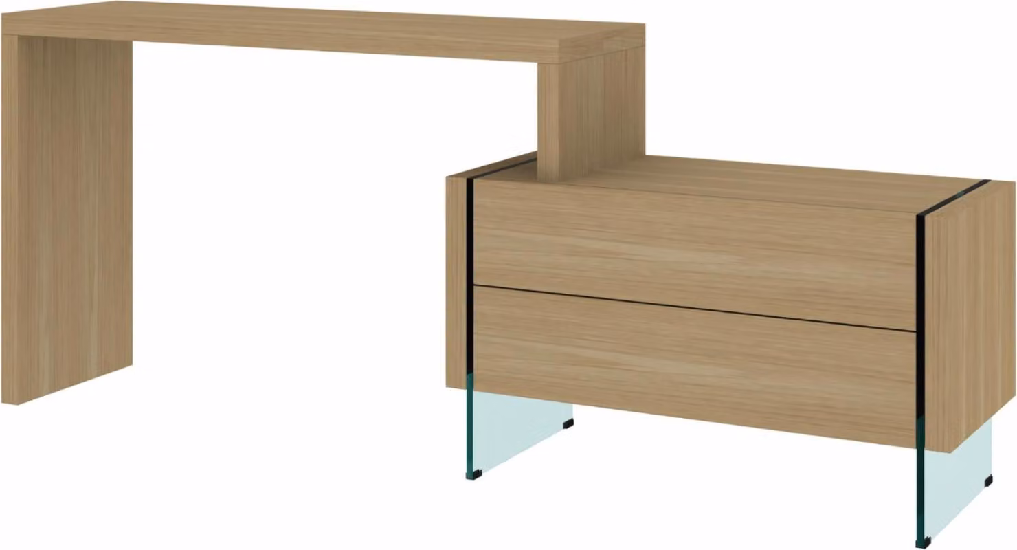 FURNLUX Scrivania Soho Rovere E Trasparente 120cm / Colore principale: Beige / Dimensioni: 120 x 75 x 40 cm