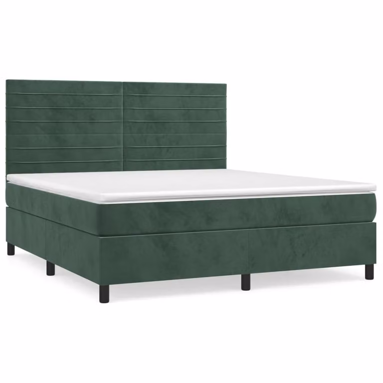 Giroletto a Molle con Materasso Verde Scuro 160x200 cm Velluto