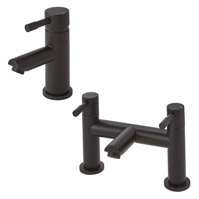 Set di miscelatori Hudson Reed per lavabo e bagno in ottone, leva singola, nero opaco