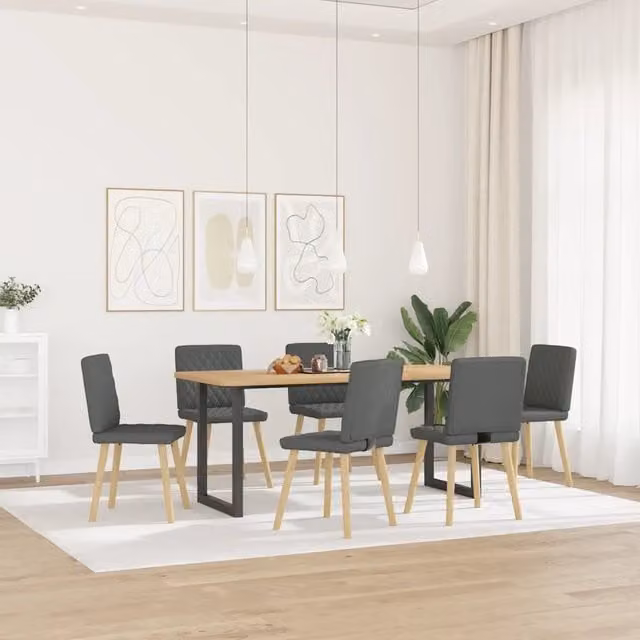 Sedie da Pranzo 6 pz | Sedie da cucina Grigio Scuro in Tessuto