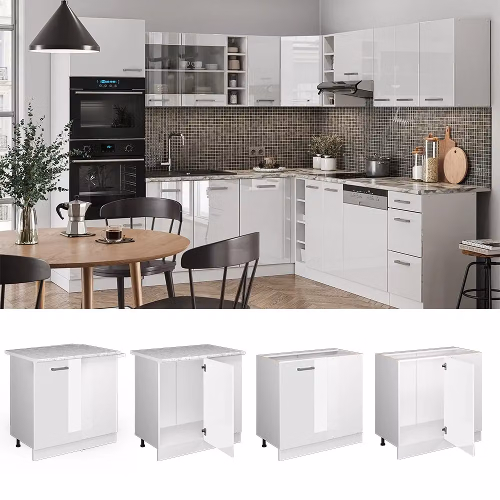Mobile ad angolo cucina R-Line Vicco Bianco lucido, L: 86 cm – 2