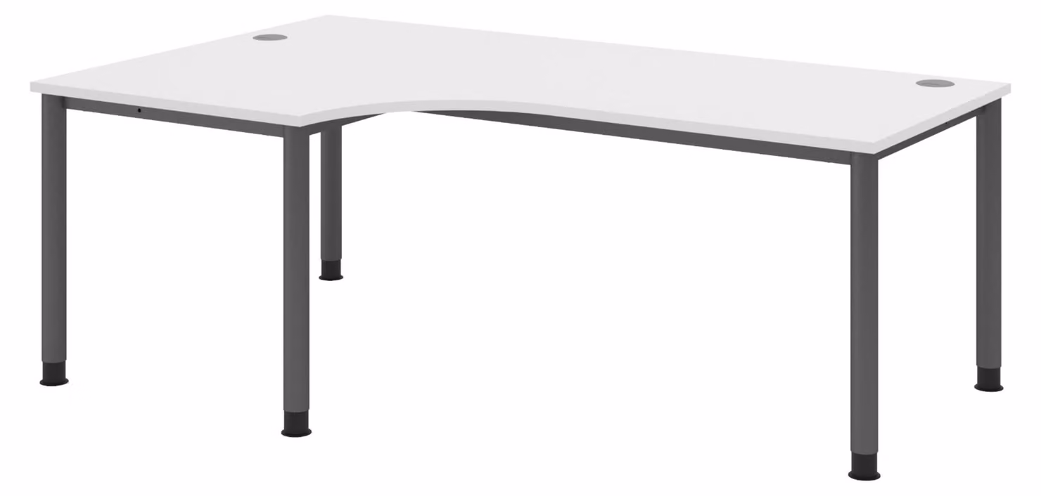 Scrivania bümö Serie H - Finitura: bianco, struttura: grafite, dimensioni: scrivania angolare 200 x 120 cm