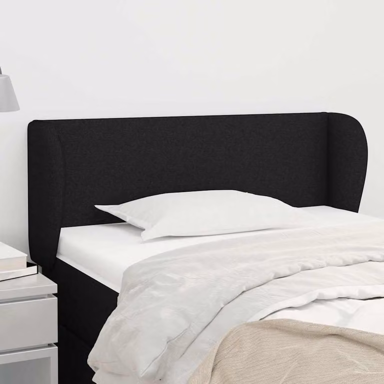 Testiera ad orecchio vidaXL in tessuto nero con struttura in legno L: 83 cm, P: 23 cm, H: 78/88 cm
