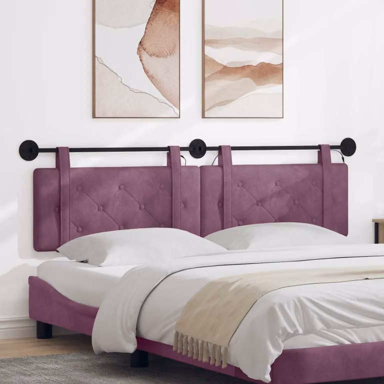 Testiera sospesa vidaXL in velluto viola con luce LED integrata