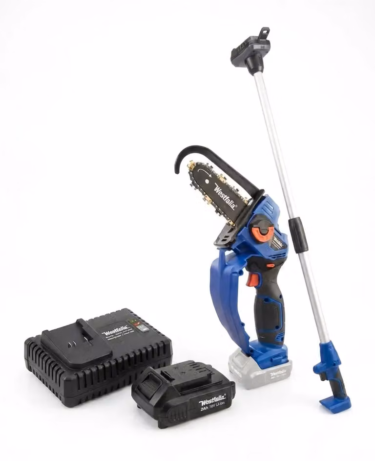 X-SAW Motosega a Batteria 18V con Prolunga 130 cm, Batteria Litio-Ione 2 Ah, Caricabatteria Rapido, Catena titanio 192 mm barra