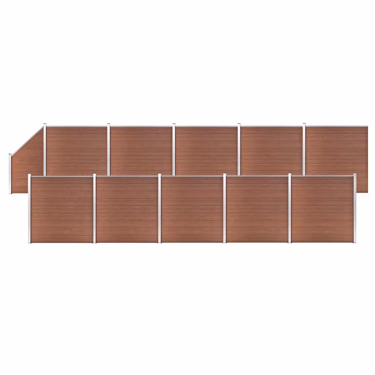 Maison Exclusive - Set di recinzione in WPC: 10 pannelli quadrati + 1 pannello obliquo, 1830 x 186 cm, marrone