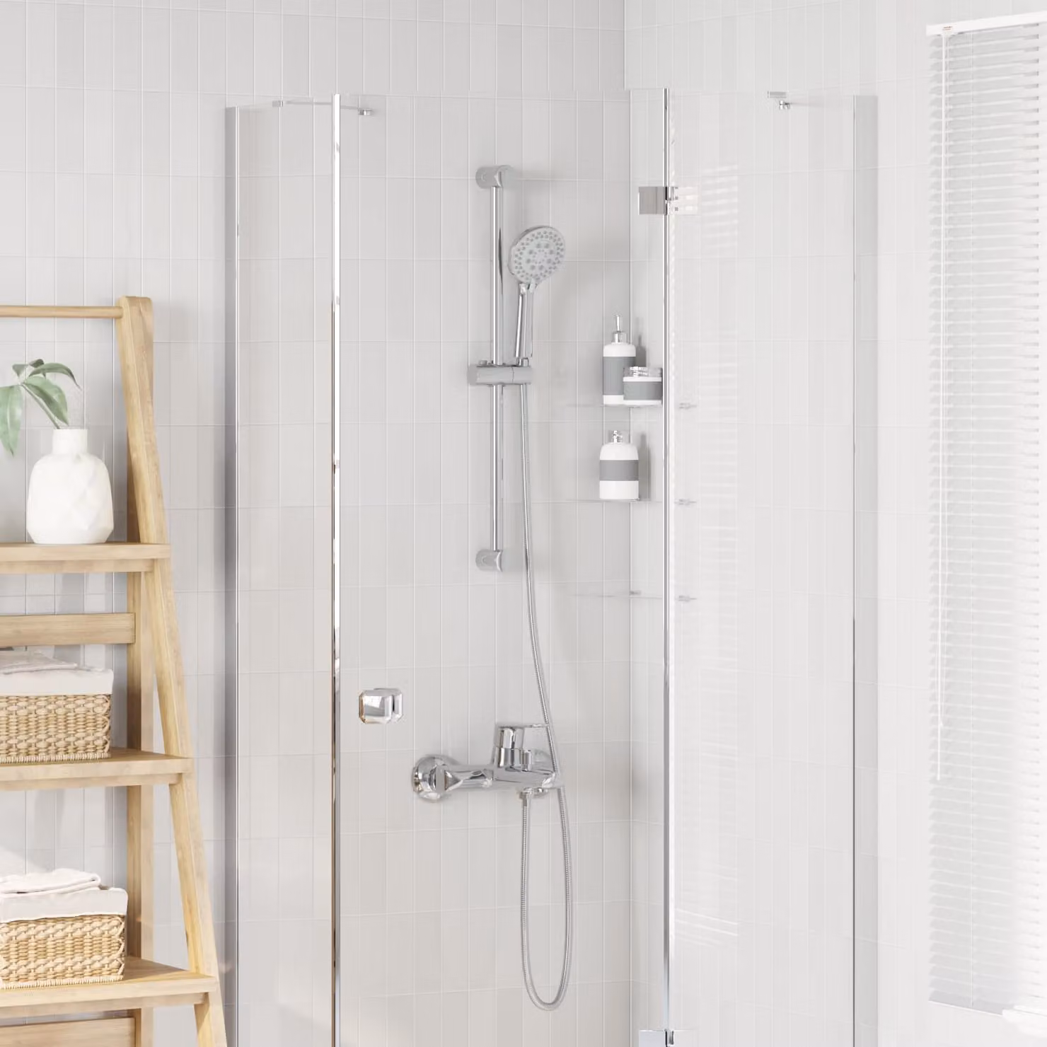 Set di Sistema Doccia vidaXL in Acciaio Inox Cromato con Colonna Rigida e Doccino, 70 cm