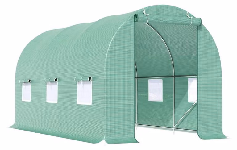 Serra accessibile con porta a rullo e finestre | Colore: Verde | Dimensioni: 190x445x200 cm