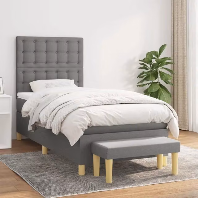Letto Ibrido con Giroletto a Molle e Materasso vidaXL, Grigio e Bianco, L 80 cm x P 200 cm – 1