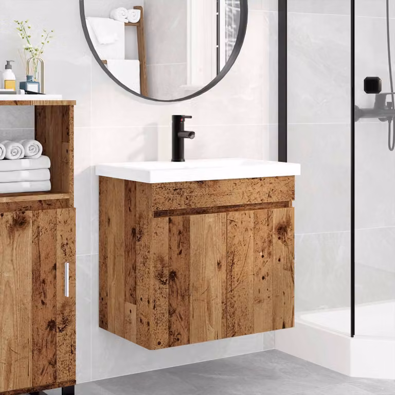 Mobile bagno con rubinetto vidaXL in legno antico L: 61 cm, P: 40 cm, H: 74,5 cm