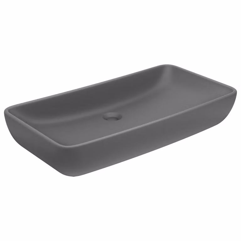 Lavabo Lusso Rettangolare Grigio Scuro Opaco 71x38 cm Vetroceramica