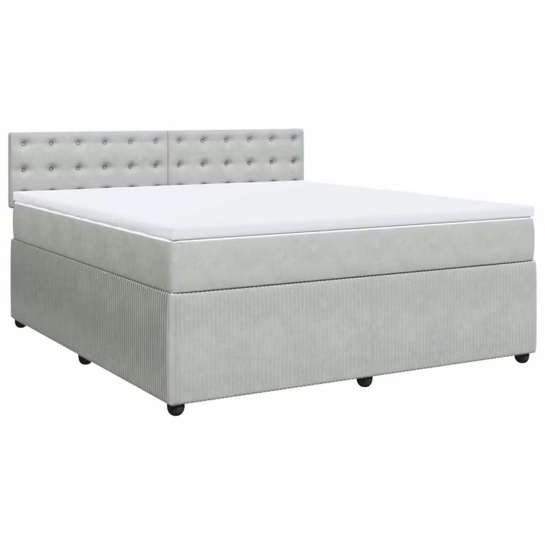 Giroletto a Molle con Materasso Grigio Chiaro 180x200cm Velluto