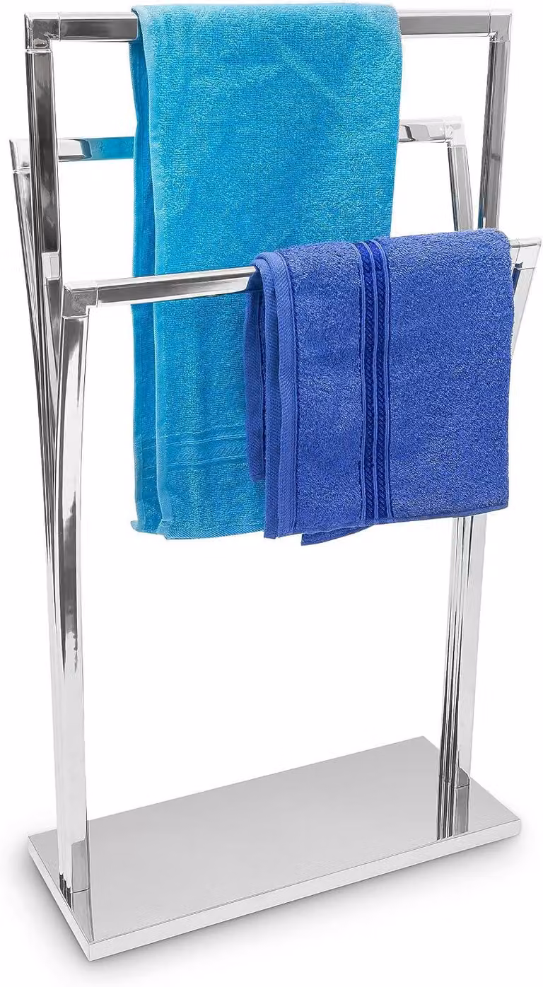 Portasciugamani in acciaio inossidabile - Autoportante - 3 barre - Bagno - 86x50x20 cm - Porta asciugamani in metallo - Argento