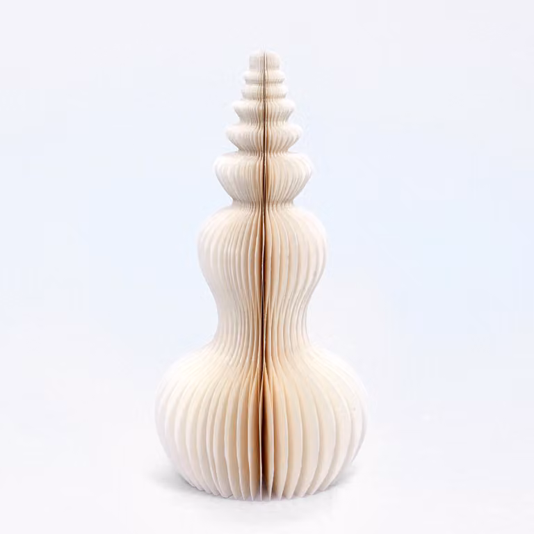 Albero di Natale in carta alveolare, naturale, color avorio, 40 cm