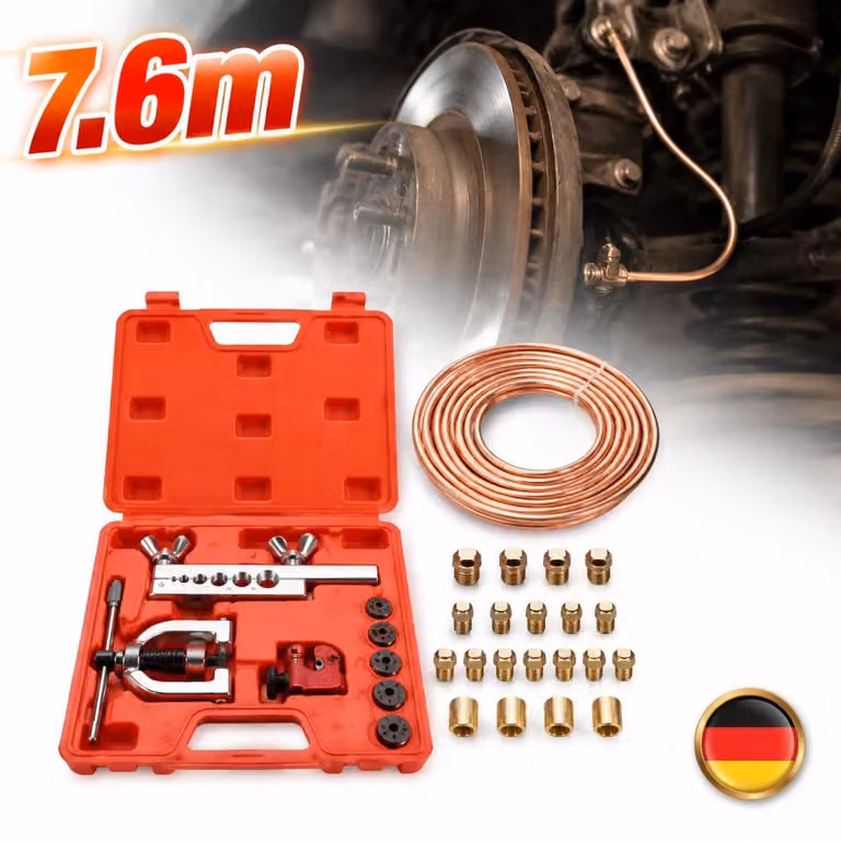 Attrezzo per impianti idraulici, pinza per piegare tubi, troncatubi, tubo freno da 7,6 metri, rivestito in rame