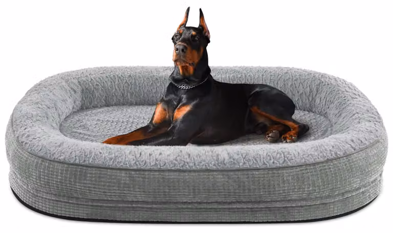 Cuccia ortopedica per cani, colore grigio chiaro - 122x89x19 cm - imbottitura in spugna memory e rivestimento in pile