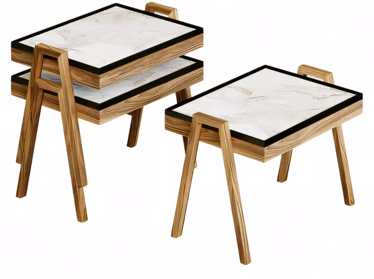 Couchtisch-Set aus Holz in Beige modern eleganter Wohnstil