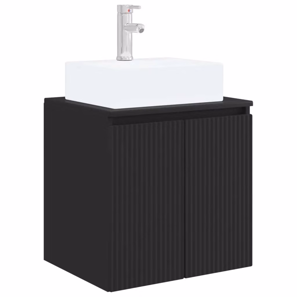 Mobile Lavabo da Parete vidaXL Nero Opaco L: 49,5 cm, P: 41,0 cm, H: 62,5 cm – 2