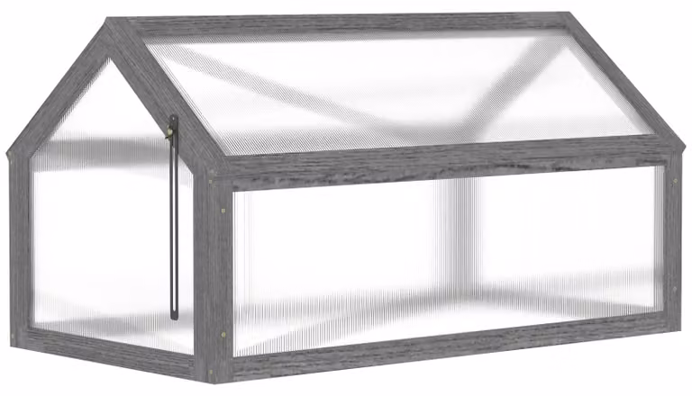Moonbite, serra da giardino, dimensioni 90 x 52 x 49,5 cm, mini serra con struttura in legno e coperchio apribile fino a 80°, trasmittente della luce, plastica, colore grigio