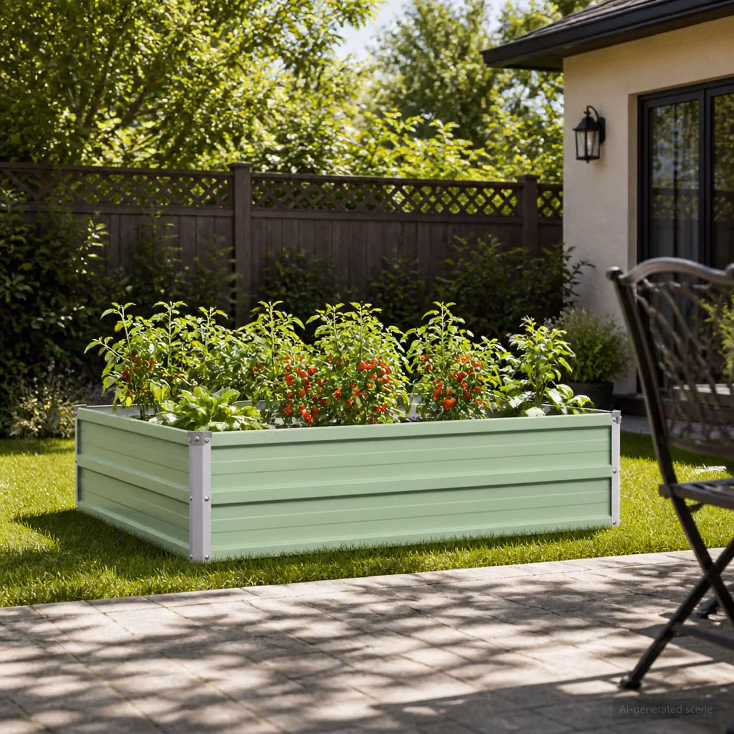 Letto rialzato da giardino vidaXL in metallo verde, L: 100 cm, P: 80 cm, H: 24 cm
