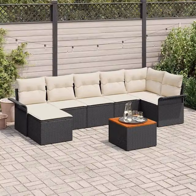 Set Divano da Giardino 8 pz Nero polyrattan 3347355