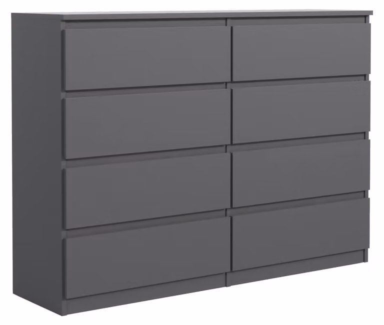 Comodino moderno da 100 cm con 8 cassetti e ampio spazio di archiviazione
