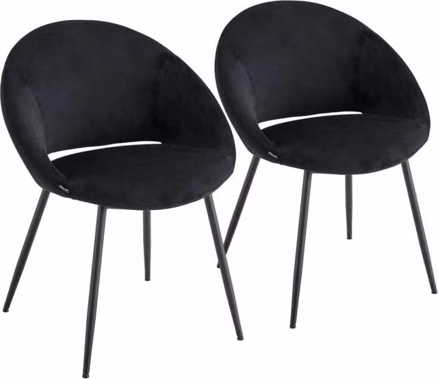 Oviala - Set di 2 sedie in acciaio e velluto nero