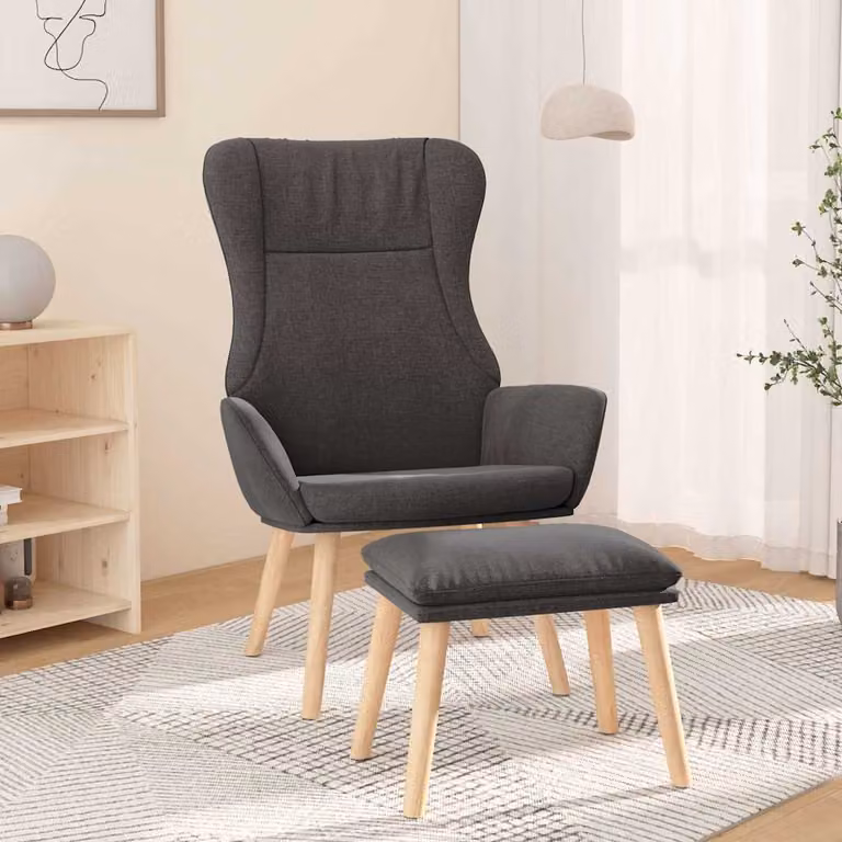 vidaXL Poltrona Relax con Poggiapiedi Grigio Chiaro in Tessuto e Struttura in Metallo