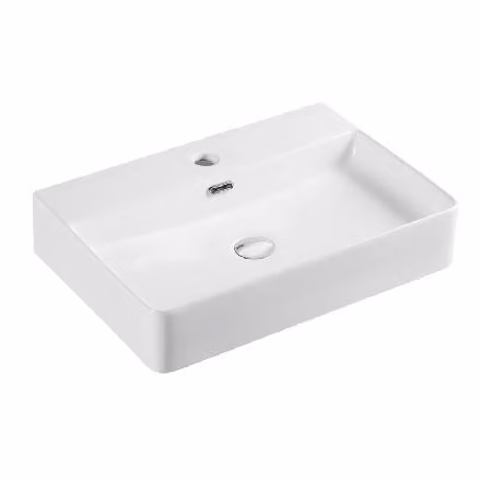 Mereo Keramika - Lavabo da appoggio, 600x430 mm, con troppopieno, foro per rubinetto, bianco UC604212