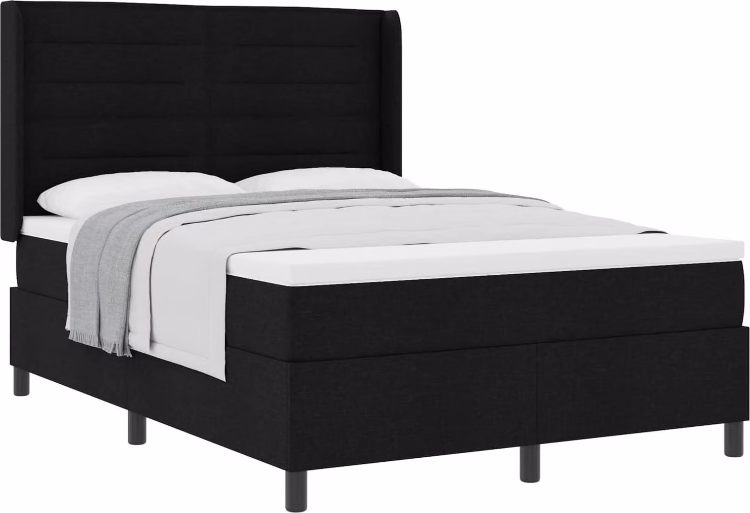 Letto a molle con materasso Nero 200 x 140 cm Tessuto