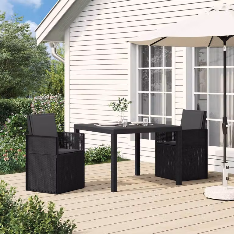 Set da pranzo per giardino e terrazzo vidaXL in 3 pezzi color antracite opaco