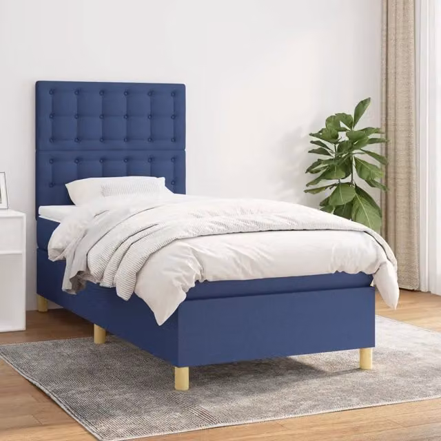 Letto Ibrido con Giroletto a Molle e Materasso vidaXL, Blu e Bianco, L/P/H: 100 x 200 x 40 cm