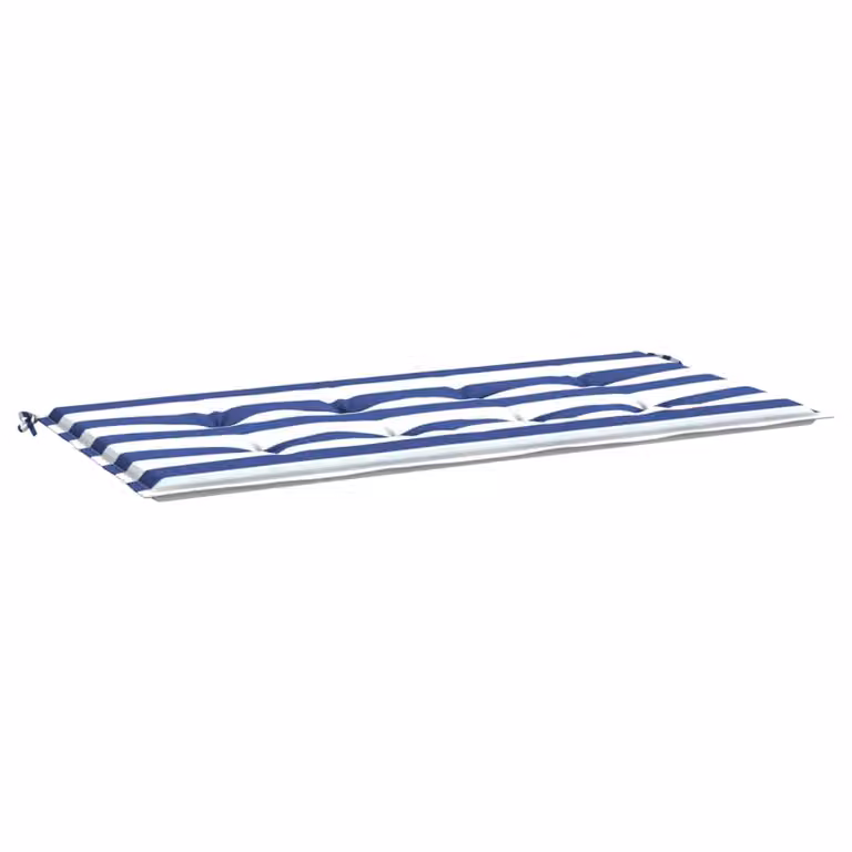 Cuscino Panca Giardino Bianco e Blu 100x50x4 cm Tessuto Oxford