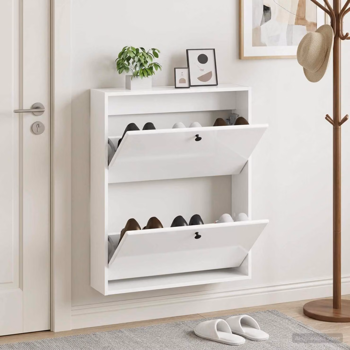 Mobiletto per scarpe da muro vidaXL BREDA moderno lucido L: 71 cm, P: 17 cm, H: 86 cm
