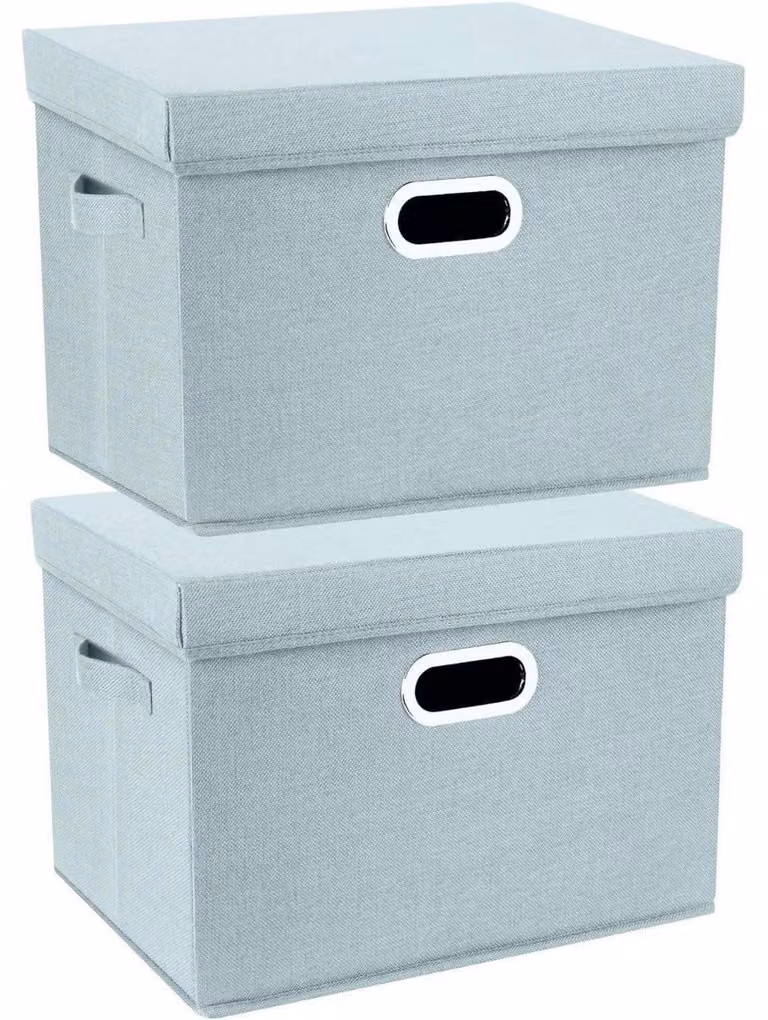 Contenitore con coperchio, in tessuto, pieghevole, lavabile, dimensioni 44x30x29 cm, confezione da 2 pezzi, modello Aqua Spring