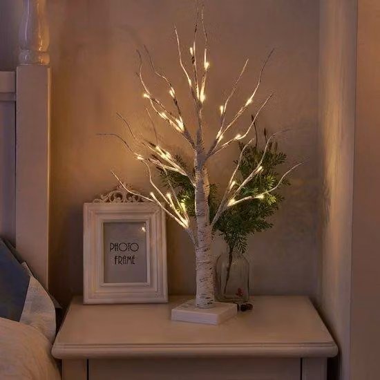 Decorazioni natalizie - Luci natalizie - 2 set di alberi luminosi - Albero luminoso - Luci LED bianco caldo - Rami di betulla luminosi per interni - Decorazioni natalizie - Addobbi natalizi - Albero luminoso da 60 cm - Bianco