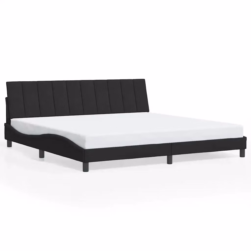 Giroletto senza materasso Hanko vidaXL in velluto nero con doghe in legno 200x200 cm – 2