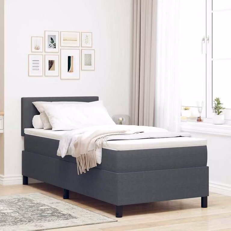 Maison Exclusive - Letto a molle con testiera Grigio Scuro e Bianco 100 x 200 cm