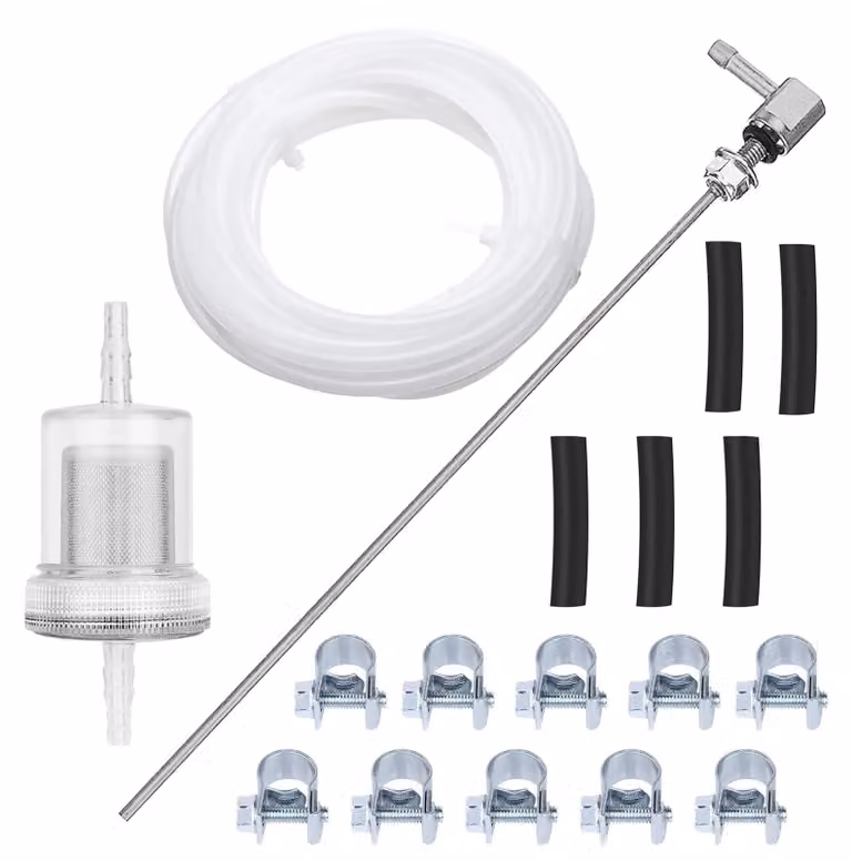 Kit tubo carburante con raccordo a T - Lunghezza: 5 metri - Materiale: gomma e acciaio inossidabile - Universale, adatto per camion e camper