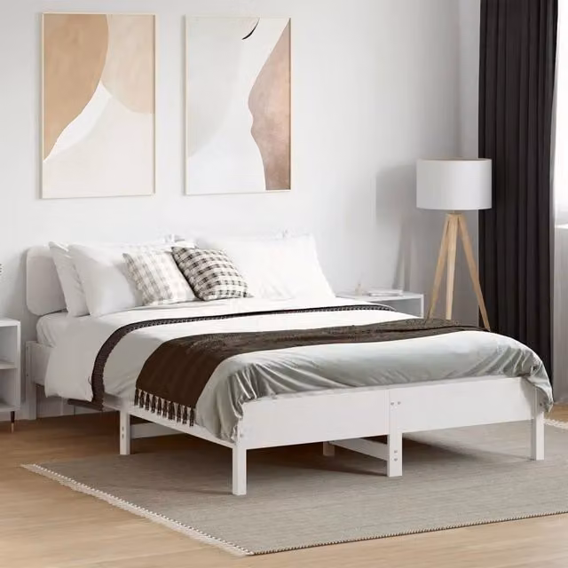Giroletto vidaXL in legno massello di pino bianco con doghe piatte L/P/H: 200 x 140 x 81 cm – 1
